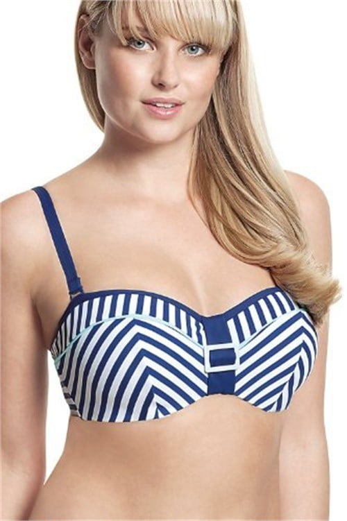 Panache Cleo Swimwear Lucille Bandeau Bikini Top Nautical Stripe CW0063