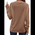thumbnail image 3 of Blusas Elegantes e Informales para Mujer, con Cuello en V, Larga, Botones, Encaje Calado y Bordado. Color Café S, 3 of 7