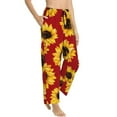 thumbnail image 2 of Fotbe Sunflowers On Red Women's Pajama Pants,Sleepwear Pants,Pj Bottoms Drawstring And Pockets-Large, 2 of 9