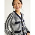 thumbnail image 3 of Free Assembly Women’s and Women 's Plus Welt Pocket Cardigan Sweater, Lightweight, Sizes XS-4X, 3 of 6