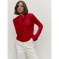 thumbnail image 3 of Women'S Basic Crewneck Sweater Long Sleeve Round Neck Pullover Red S, 3 of 7