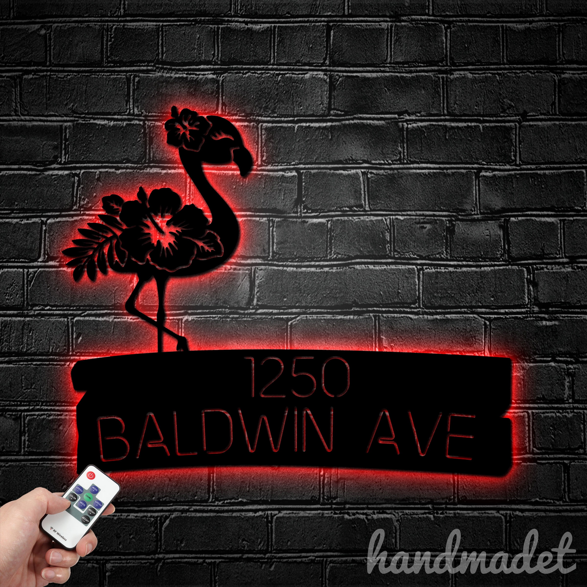 Handmadetneonsign Flamingo Address House Number, Flamingo Home Address Metal, Flamingo House Address 63650