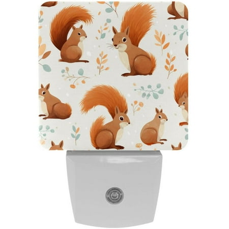 

Squirrel LED Square Night Lights for a Bright and Stylish Ambiance - Ideal for Bedrooms and Hallways - Energy Efficient Plugin Lamps with Auto Sensor