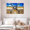 thumbnail image 2 of Elephant Stock Runway Biplane Wall Art - Horizontal Multi Panel Canvas - Living Room Wall Decor - Transportation Multi Panel - Yellow And Gray Decor - 45" x 28", 2 of 4