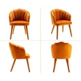 thumbnail image 6 of Guyou Velvet Dining Chair Set of 2, Modern Upholstered Vanity Armchair with Petal Back and Wooden Legs, Comfy Kitchen Side Chairs for Dining Room Bedroom Living Room, Orange, 6 of 9