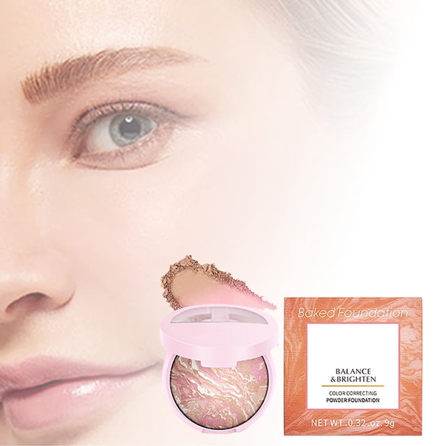 Poudre Fond de Teint Primée Maquillage Cuit et Éclaircissant Correctrice de Couleur Couvrance Légère à Moyenne Finition Demi Naturelle
