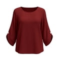 thumbnail image 6 of Yteetum 3/4 Length Sleeve Summer Tops for Women Oversized 3/4 Sleeve Crewneck Cotton Linen Shirts Casual Solid Round Neck Loose Lightweight Comfy Half Sleeve T Shirts, 6 of 7