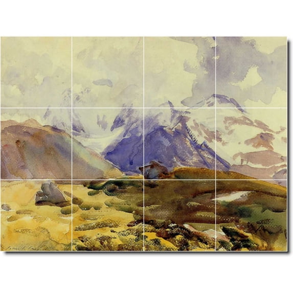 Ceramic Tile Mural-John Sargent Landscapes Painting 348. 17" w x 12.75" h using (12) 4.25 x 4.25 ceramic tiles