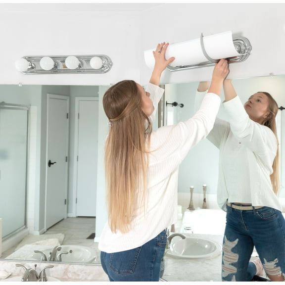 25" 4 Bulb EZLightWraps™ Cream Linen Shade Silver