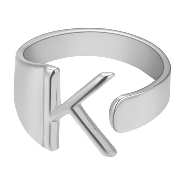 Anillos para mujer, regalos para mujer, anillo de pareja de moda, anillo abierto con veintiséis letras en inglés, joyería para pareja, anillo con letras