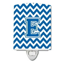 Caroline's Treasures CJ1056-ECNL Letter E Chevron Blue and White Ceramic Night Light, 6x4x3", multicolor
