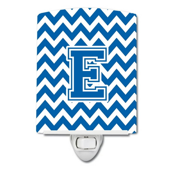 Letter E Chevron Maroon and Gold Ceramic Night Light