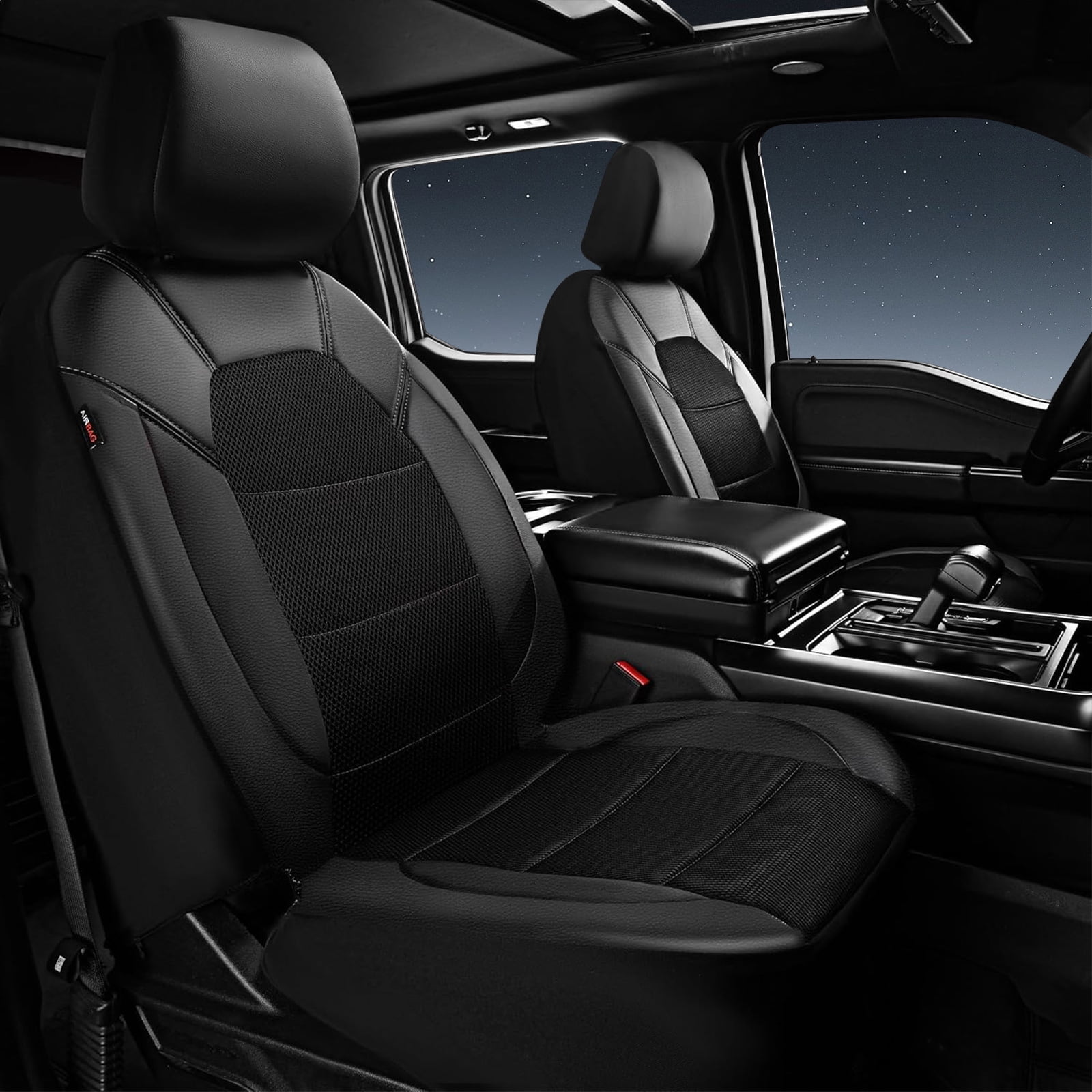 CAR GRAND Leather car seat covers air mesh breathable universal fit airbag compatible car, SUV, truck and van
