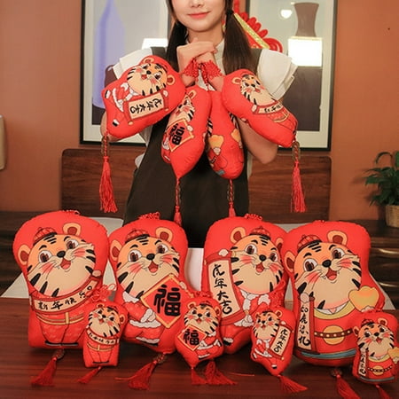

Xunyuan Tiger Mascot Cute Hanging Ornament 2022 New Year Cartoon Tiger Doll Pillow Pendant Home Decoration