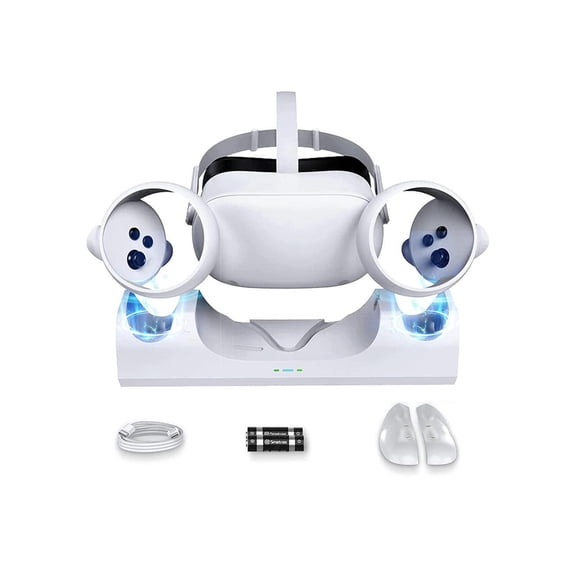 Upgraded Charging Dock for Meta Quest 2,VR Headset Charging Stand for Oculus Quest 2,Simultaneously Magnetic Charging Headset and Touch Controller, Charging Dock Supports LED Indicator
