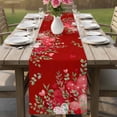 thumbnail image 4 of Love Heart Valentines Day Table Runner - 72 Inch Long Botanical Eucalyptus Red Cotton and Linen Blended Dress Scarves Farmhouse Table Runner for Kitchen Dining, Coffee Table, 13" x 72", 4 of 8