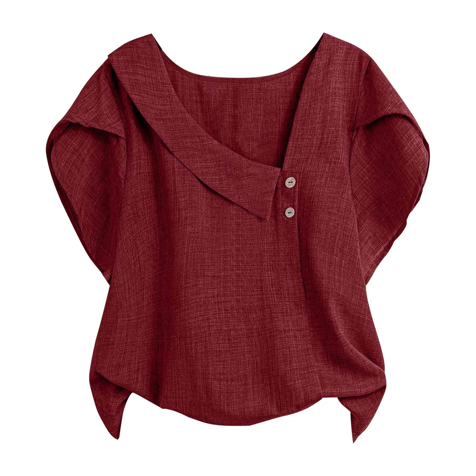 ManxiVoo Women's Flowy Petal Sleeve Blouse With Unique Asymmetric