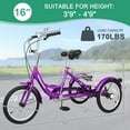 thumbnail image 3 of Lilypelle 16 inch Tricycle for Beginner Riders,Adult Tricycle 16" Wheels, 1-Speed Trike, 3 Wheels Bike with Basket, Exercise Shopping Picnic, 3 of 9