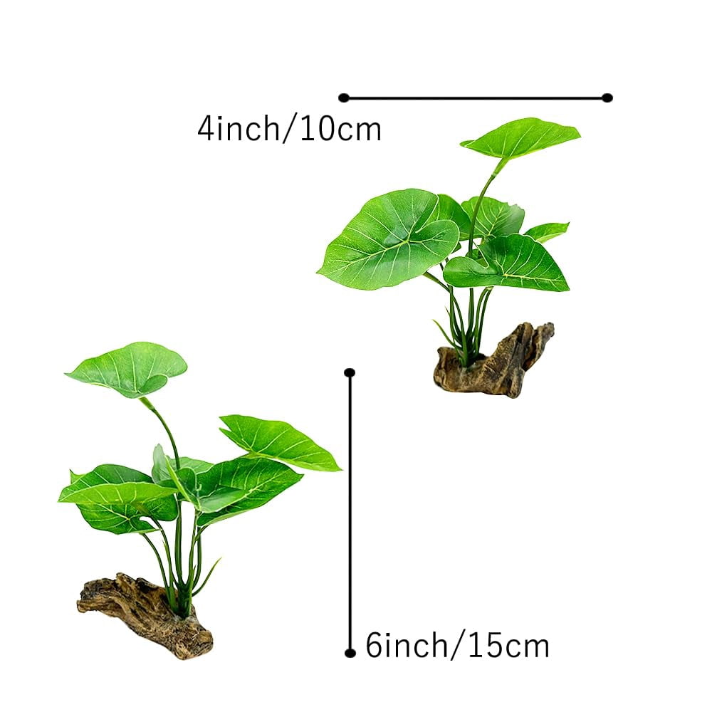 Pets Fish Tank Decor Aquarium Decorations Ornaments Betta Leaf pad Hammock 6inch Plastic Artificial Plant Goldfish Fish Hides Small Tank/Reptiles Plants Driftwood (Green-Type-A)