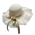thumbnail image 2 of Floppy Big Beach Straw Hats for Women VLOOCKLW Wide Brim Ponytail Beach Sun Protection Breathable Cotton Summer Hat with Fold-Up Brim Gardening Hat White, 2 of 5