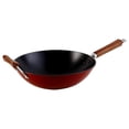 thumbnail image 4 of IMUSA GKG-61021 Light Cast Iron Pre-Seasoned Wok with Wood Handle 14-Inch, Red, 4 of 13