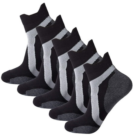 

Teebulen Men s Black 5-Pack Cushioned Anti Sweat Odor Resist Ankle Running Socks Size 7-12