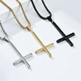 thumbnail image 4 of HIJONES Men's Women's Stainless Steel Silver Gold Black Plain Inverted Cross Pendant Necklace Simple Jewelry Gifts Silver, 4 of 6