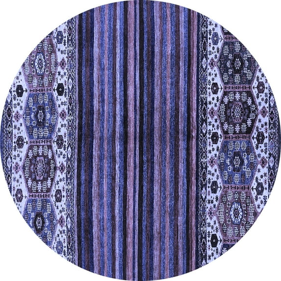 Ahgly Company Indoor Round Abstract Blue Modern Area Rugs, 8' Round