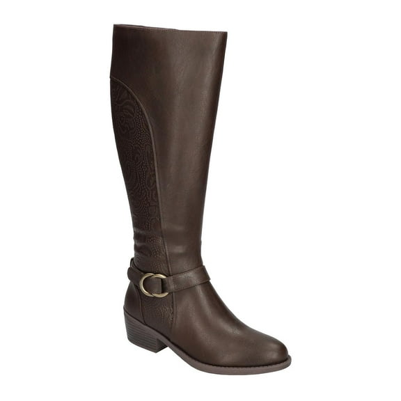 Easy Street Womens Luella Plus Embossed Knee-High Boots Brown 10 Wide (C,D,W)