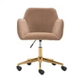 thumbnail image 4 of Modern Accent Armchair, Comfy Upholstered Leisure Chair with Backrest, Velvet Fabric Swivel Vanity Chair, Height Adjustable Office Chair, for Living Room, Bedroom, Makeup Room, Light Coffee, D4399, 4 of 10