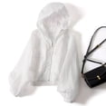 thumbnail image 4 of Waterproof Simplicity Thin Sun-Protective Loose Women's Coat Windbreaker Leisure Hooded Outwear Sunscreen Clothing Summer Long Sleeved Jacket GRAY M, 4 of 8
