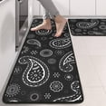 thumbnail image 2 of Kitchen Rugs Sets Of 2,Black Paisley and Floral Pattern Anti Fatigue Kitchen Mat Rugs Non Slip Washable,Decorative Kitchen Floor Mats for Kitchen,Sink,Laundry,17"x47"+17"x47", 2 of 5