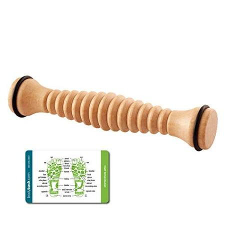 Wooden Body Roller Wooden Foot Roller by Body Back Company - Natural Pain Relief ideal for Plantar Fasciitis, Heel Spurs & Arch Pain (with Reflexology Card) ()