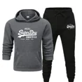 thumbnail image 3 of Otoño Invierno nueva impresión hombres mujeres moda Casual chándales al aire libre Fitness trotar conjuntos con capucha deportes Harajuku Sudadera con capucha + pantalones traje, 3 of 5