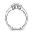 thumbnail image 2 of Solid 14K White Gold Three Stone Diamond Side-Stones with CZ Cubic Zirconia Center Stone Engagement Ring Size 7.5, 2 of 8