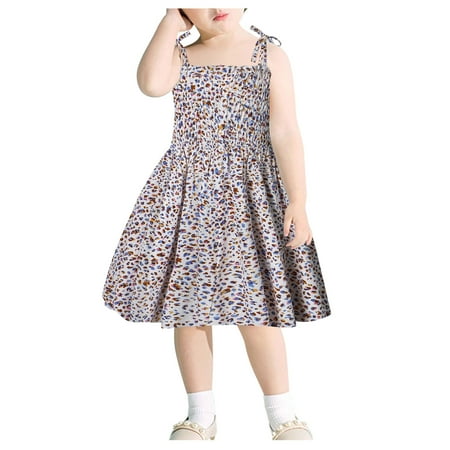 

Toddler Baby Girl Dress Sleeveless Mini Dress Floral Print White 120