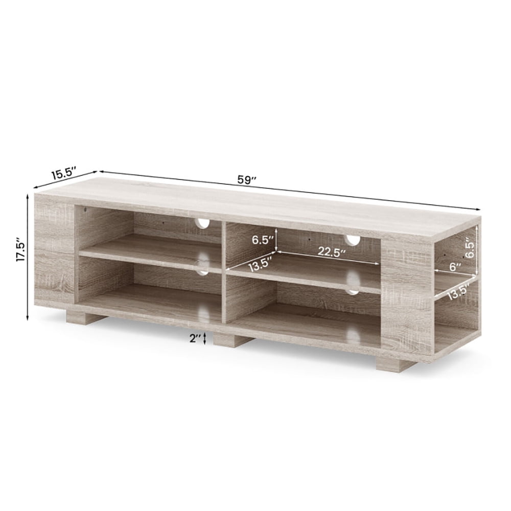 Finihen TV Stand, TV Cabinet, 59 Inch Console Storage Entertainment Media Wood TV Stand, Media Entertainment Center with Storage, for Living Room, Bedroom, Oak