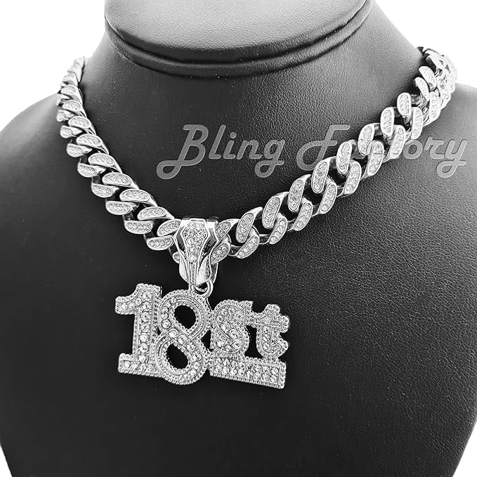 ◇NASTY FANCY CLUB◇ Dual Charm Necklace Tee WHITE F25QB097 Hip Hop Iced White Gold Plated 18ST Cubic Zirconia Pendant