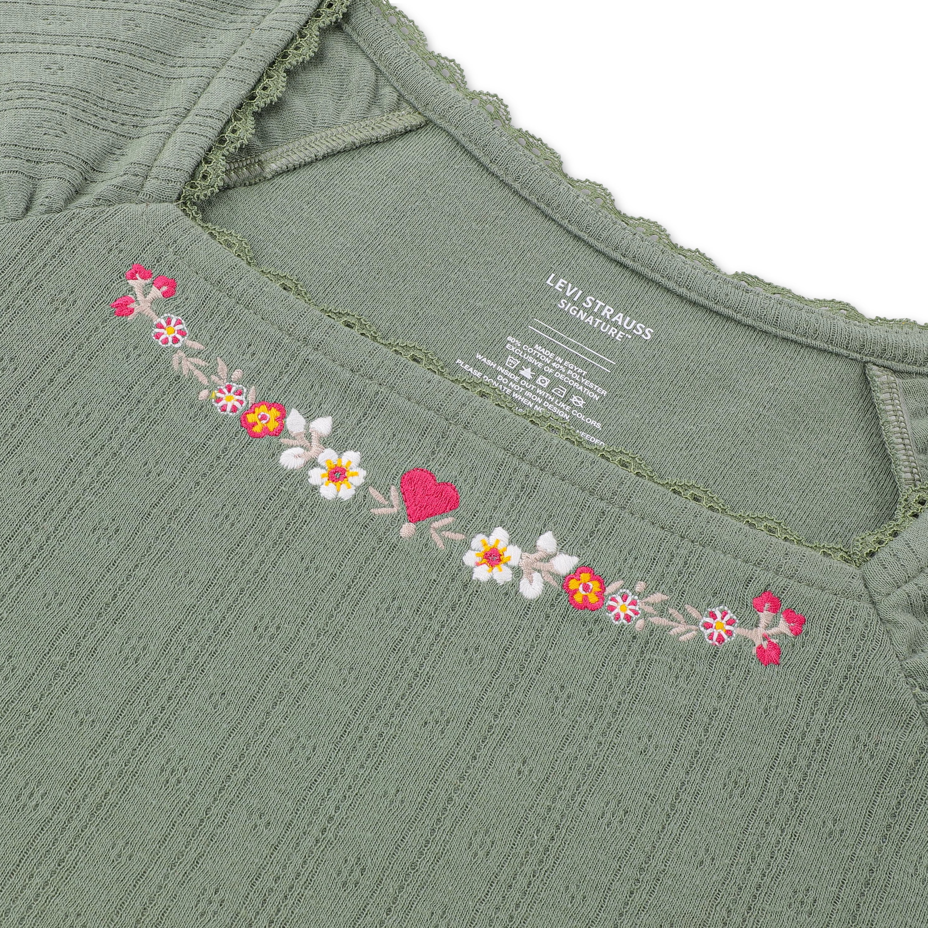 Levi Strauss Signature Girls Ruched Short Sleeve Top, Size 4-16