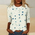 thumbnail image 2 of CYMMPU Business Work Blouses Dressy Tunic Tops Summer Fall Casual Shirts Crewneck Basic Tees Floral Printed 3/4 Length Sleeve 2025 Clothes for Women Multicolor XXL, 2 of 5