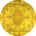 thumbnail image 1 of Ahgly Company Machine Washable Indoor Round Persian Yellow Traditional Area Rugs, 6' Round, 1 of 4