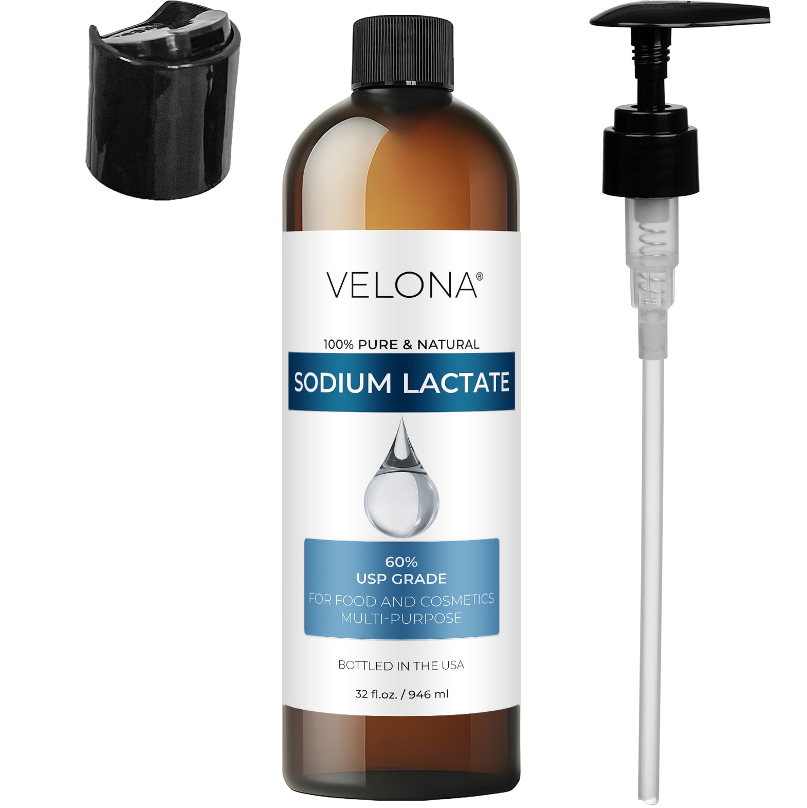 Sodium Lactate 60% - 32 Fl Oz | USP Grade Natural Preservative | For Soap Making & Lotions | Harder Bar of Soap, pH Regulator, Glycerin substitute, Provides and Keep Moisture