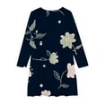 thumbnail image 3 of Odeerbi Niñas Vestido de Patinadora Floral Acampanado Vestidos de Princesa 4-14 Años Niñas Vestido de Patinadora Cuello Redondo Vestido de Manga Larga, 3 of 4