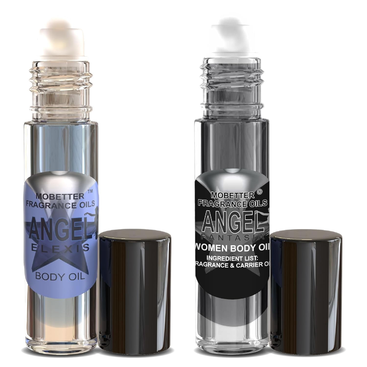 MOBETTER FRAGRANCE OILS Women Perfume Body Oil Bundle - Set of 2 Roll-On | Angel Alexis & Angel Fantasia | Long Lasting, Travel Friendly, Alcohol-Free