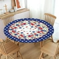 thumbnail image 2 of 4th of July Round Fitted Tablecloth with Elastic Edge,Water-Resistant Picnic Patriotic Independence Memorial Day Table Cover for 48-52" Found Tables Red White Blue Table Cloth for Outdoor,Patio, 2 of 6
