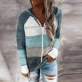thumbnail image 2 of Women Autumn And Winter Fashion Solid Color Block Knitted Hooded Jacket, 2 of 5