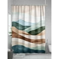 thumbnail image 5 of Teal Brown Ombre Shower Curtain, Abstract Art Modern Waves Waterproof Shower Curtain Set with 12 Hooks Lightweight Washable Fabric Shower Curtains for Bathroom 36x72 Inches, 5 of 6