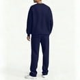 thumbnail image 4 of VBTAPA Men's 2 Piece Outfits Crewneck Pullover Sweatshirt Drawstring Straight Wide Leg Sweatpants Sweatsuit Sets with Pockets Navy S, 4 of 9