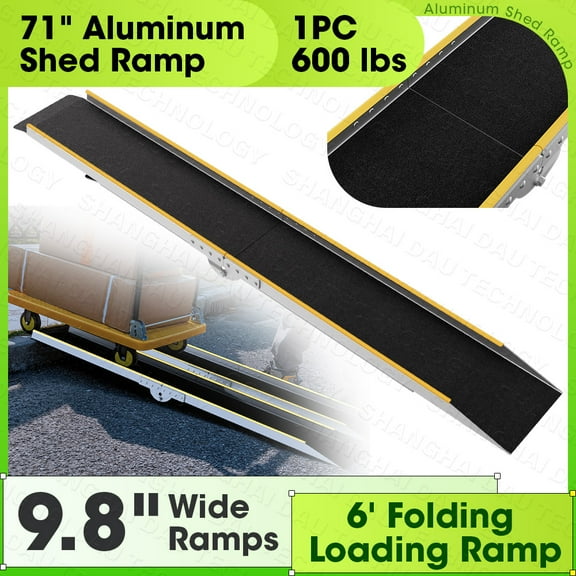 VNN 71" Aluminum Shed Ramp 1PC, 6' Folding Loading Ramp for Lawn Mower 600 lbs
