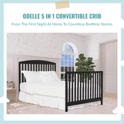 Dream On Me Odelle 5 in 1 Convertible Crib, Matt Black